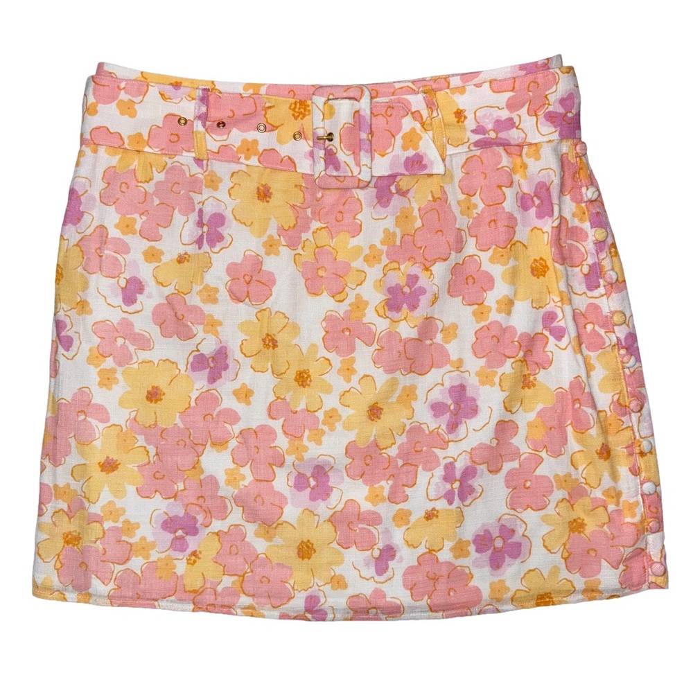 Sabo Skirt Floral Cotton Belted Mini‎ Skirt Coquette Pastel Garden Party Retro
